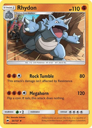 Pokemon TCG - SM - Burning Shadows - Rhydon - 66/147
