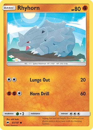 Pokemon TCG - SM - Burning Shadows - Rhyhorn - 65/147