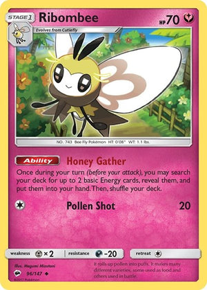 Pokemon TCG - SM - Burning Shadows - Ribombee - 96/147 - Reverse Holofoil