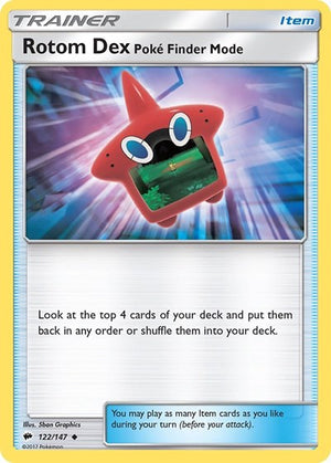 Pokemon TCG - SM - Burning Shadows - Rotom Dex Poke Finder Mode - 122/147 - Reverse Holofoil