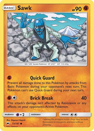 Pokemon TCG - SM - Burning Shadows - Sawk - 72/147