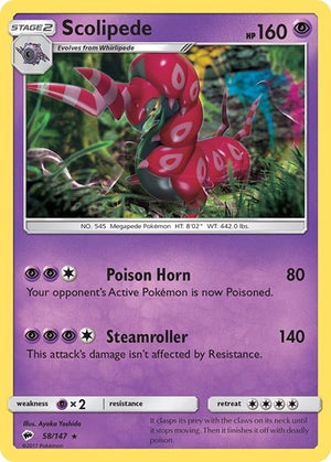 Pokemon TCG - SM - Burning Shadows - Scolipede - 58/147