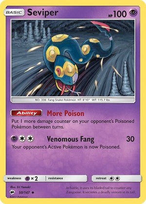 Pokemon TCG - SM - Burning Shadows - Seviper - 50/147 - Reverse Holofoil
