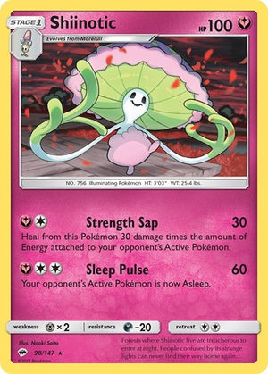 Pokemon TCG - SM - Burning Shadows - Shiinotic - 98/147 - Reverse Holofoil