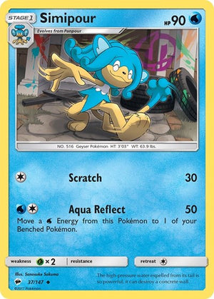 Pokemon TCG - SM - Burning Shadows - Simipour - 37/147 - Reverse Holofoil