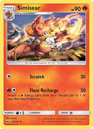 Pokemon TCG - SM - Burning Shadows - Simisear - 23/147
