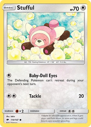 Pokemon TCG - SM - Burning Shadows - Stufful - 110/147 - Reverse Holofoil