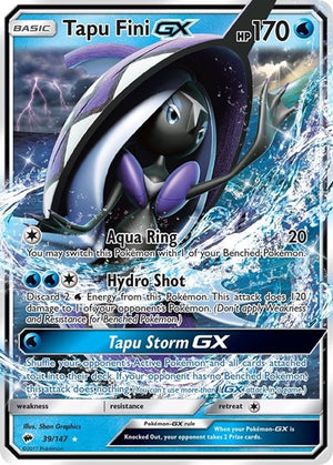 Pokemon TCG - SM - Burning Shadows - Tapu Fini GX - 39/147 - Holofoil