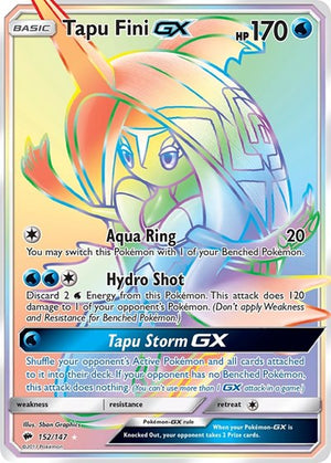 Pokemon TCG - SM - Burning Shadows - Tapu Fini GX - 152/147 - Holofoil