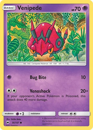Pokemon TCG - SM - Burning Shadows - Venipede - 56/147