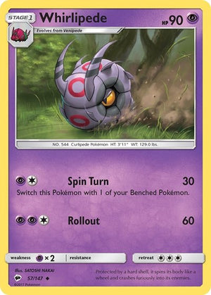 Pokemon TCG - SM - Burning Shadows - Whirlipede - 57/147