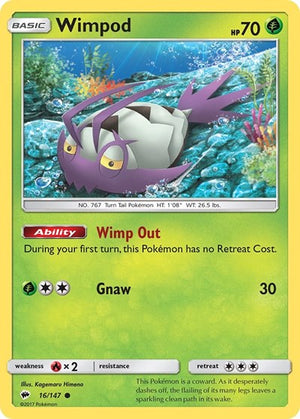 Pokemon TCG - SM - Burning Shadows - Wimpod - 16/147 - Reverse Holofoil