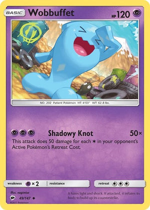 Pokemon TCG - SM - Burning Shadows - Wobbuffet - 49/147 - Reverse Holofoil