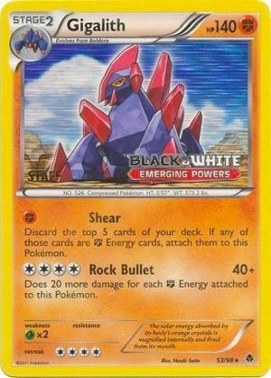 Pokemon TCG - Black & White Promos - Gigalith - (Prerelease Staff) - 53/98 - Holofoil