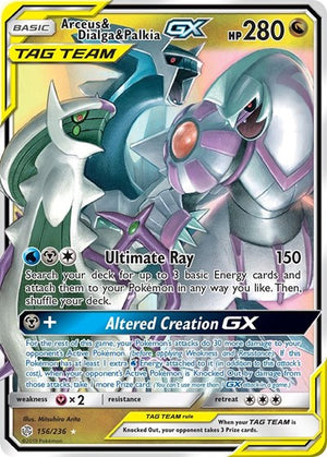 Pokemon TCG - SM - Cosmic Eclipse - Arceus & Dialga & Palkia GX - 156/236 - Holofoil