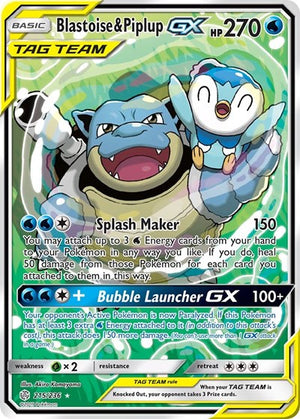 Pokemon TCG - SM - Cosmic Eclipse - Blastoise & Piplup GX - 215/236 - Holofoil