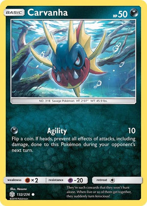 Pokemon TCG - SM - Cosmic Eclipse - Carvanha - 132/236 - Reverse Holofoil
