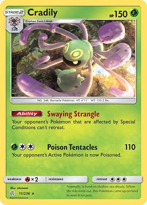 Pokemon TCG - SM - Cosmic Eclipse - Cradily - 11/236 - Reverse Holofoil