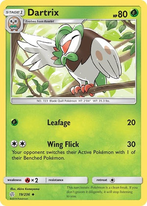 Pokemon TCG - SM - Cosmic Eclipse - Dartrix - 19/236 - Reverse Holofoil