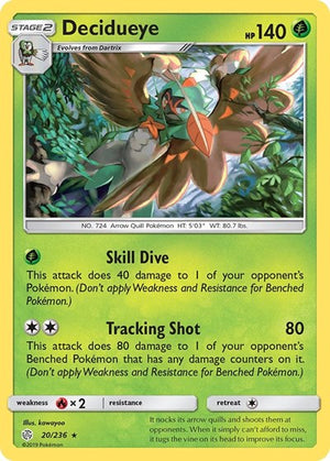 Pokemon TCG - SM - Cosmic Eclipse - Decidueye - 20/236 - Reverse Holofoil