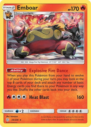 Pokemon TCG - SM - Cosmic Eclipse - Emboar - 33/236 - Reverse Holofoil