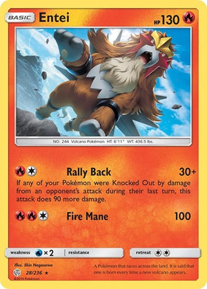 Pokemon TCG - SM - Cosmic Eclipse - Entei - 28/236 - Reverse Holofoil