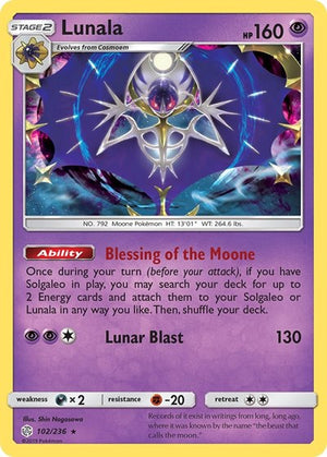 Pokemon TCG - SM - Cosmic Eclipse - Lunala - 102/236 - Reverse Holofoil