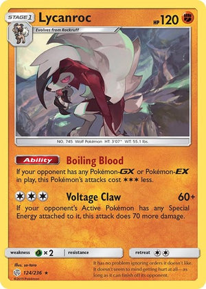 Pokemon TCG - SM - Cosmic Eclipse - Lycanroc - 124/236 - Reverse Holofoil