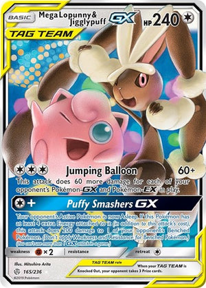 Pokemon TCG - SM - Cosmic Eclipse - Mega Lopunny & Jigglypuff GX - 165/236 - Holofoil