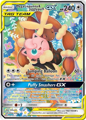 Pokemon TCG - SM - Cosmic Eclipse - Mega Lopunny & Jigglypuff GX - 226/236 - Holofoil
