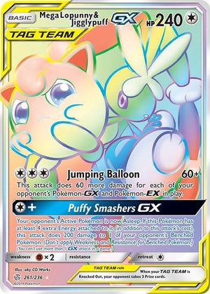 Pokemon TCG - SM - Cosmic Eclipse - Mega Lopunny & Jigglypuff GX - 261/236 - Holofoil