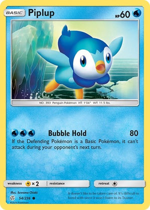 Pokemon TCG - SM - Cosmic Eclipse - Piplup - 54/236 - Reverse Holofoil