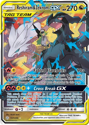 Pokemon TCG - SM - Cosmic Eclipse - Reshiram & Zekrom GX - 157/236 - Holofoil