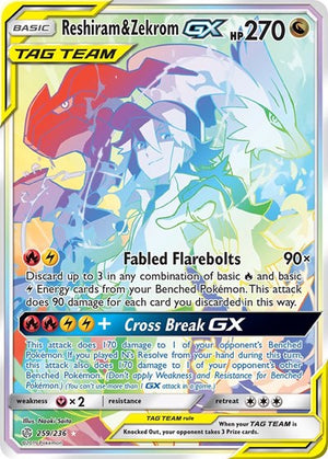 Pokemon TCG - SM - Cosmic Eclipse - Reshiram & Zekrom GX - 259/236 - Holofoil