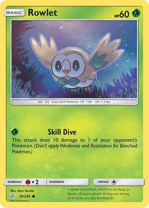 Pokemon TCG - SM - Cosmic Eclipse - Rowlet - 18/236 - Reverse Holofoil