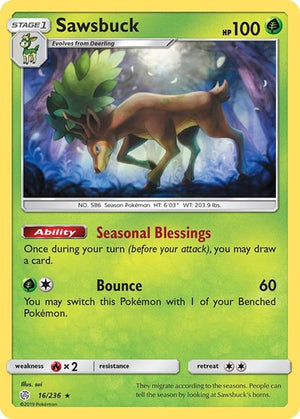 Pokemon TCG - SM - Cosmic Eclipse - Sawsbuck - 16/236 - Reverse Holofoil
