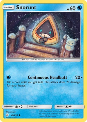 Pokemon TCG - SM - Cosmic Eclipse - Snorunt - 47/236 - Reverse Holofoil