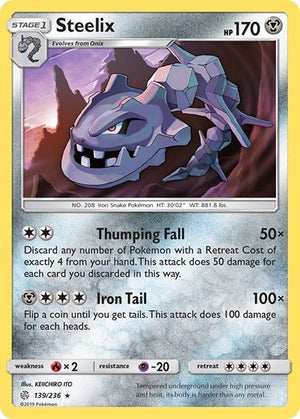 Pokemon TCG - SM - Cosmic Eclipse - Steelix - 139/236 - Reverse Holofoil