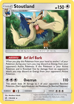 Pokemon TCG - SM - Cosmic Eclipse - Stoutland - 176/236 - Reverse Holofoil