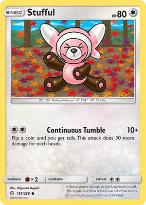 Pokemon TCG - SM - Cosmic Eclipse - Stufful - 181/236 - Reverse Holofoil