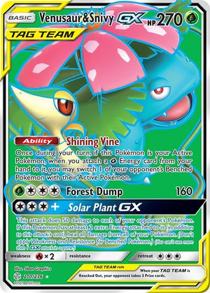 Pokemon TCG - SM - Cosmic Eclipse - Venusaur & Snivy GX - 210/236 - Holofoil