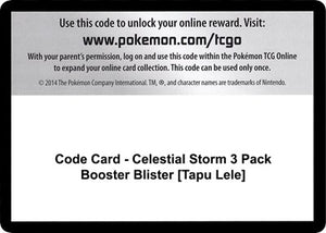 Pokemon TCG - SM - Celestial Storm - Code Card - Celestial Storm 3 Pack Booster Blister