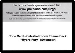 Pokemon TCG - SM - Celestial Storm - Code Card - Celestial Storm Theme Deck - "Hydro Fury"