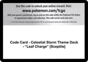Pokemon TCG - SM - Celestial Storm - Code Card - Celestial Storm Theme Deck - "Leaf Charge"