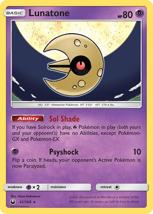 Pokemon TCG - SM - Celestial Storm - Lunatone - 61/168 - Holofoil