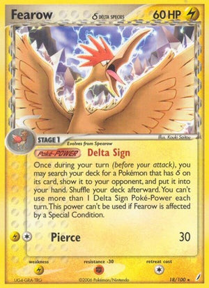 Pokemon TCG - EX Crystal Guardians - Fearow - 18/100