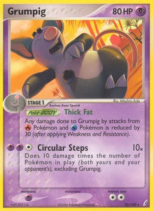 Pokemon TCG - EX Crystal Guardians - Grumpig - 20/100 - Reverse Holofoil