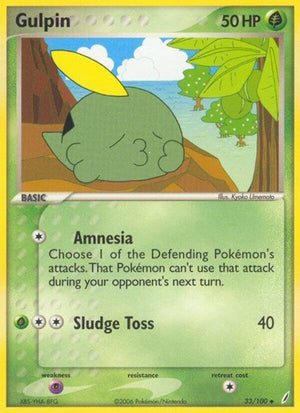 Pokemon TCG - EX Crystal Guardians - Gulpin - 33/100 - Reverse Holofoil