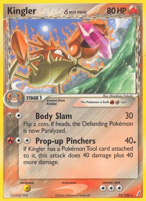 Pokemon TCG - EX Crystal Guardians - Kingler - 22/100 - Reverse Holofoil