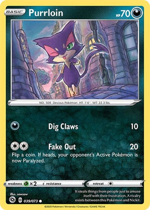 Pokemon TCG - Champion's Path - Purrloin - 39/73 - Reverse Holofoil